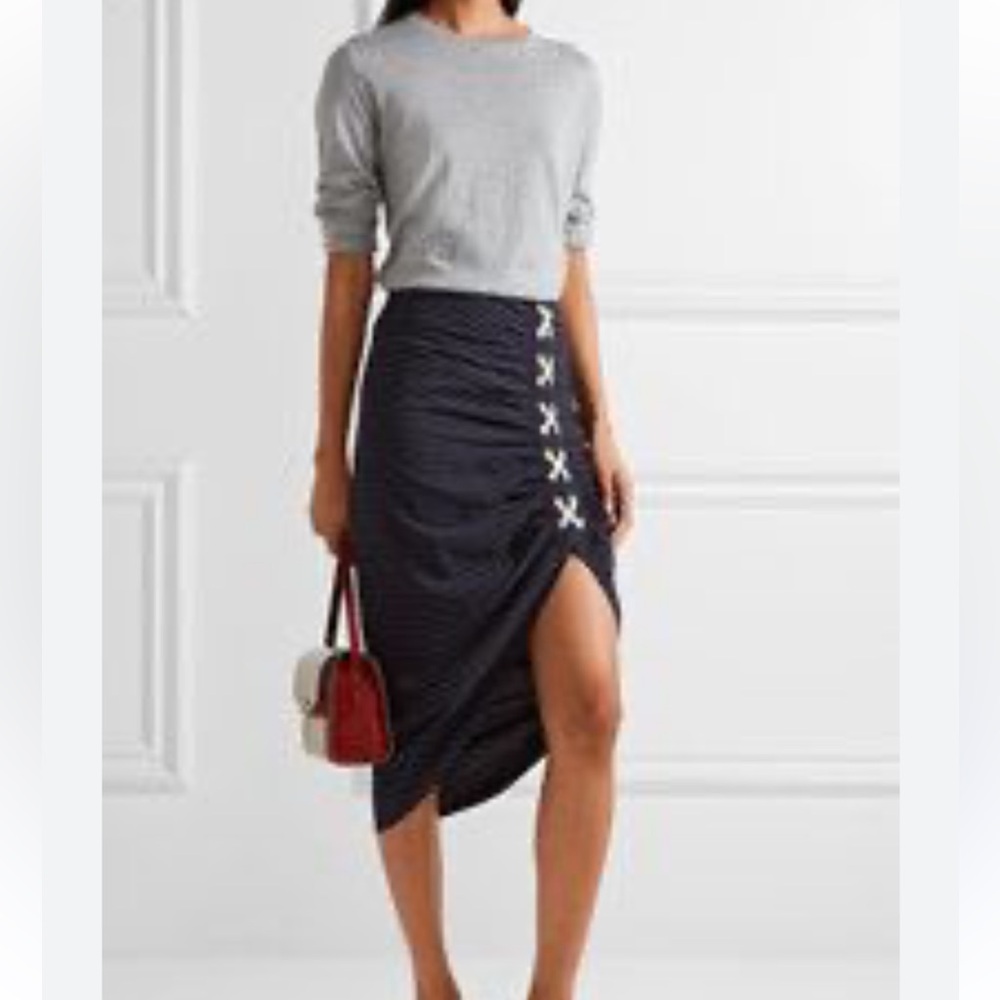 NWT Veronica Beard Marlow Lace Up Skirt Navy Blue $395
